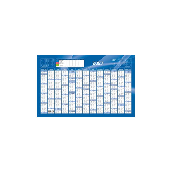 QUO VADIS Calendrier, 650 x 430 mm horizontal, 2027, bleu x10