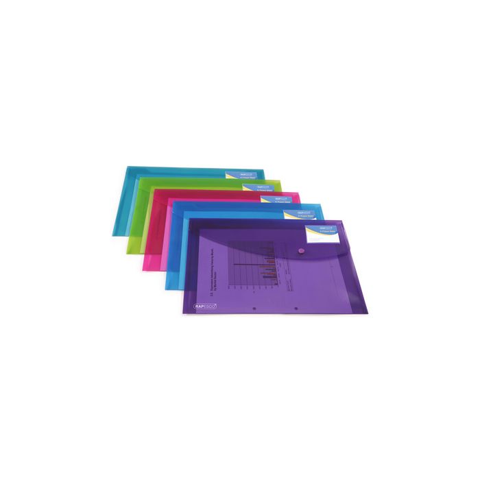 RAPESCO Pochette à documents, A4+, PP, couleurs assorties x5