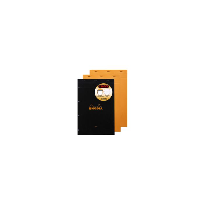 RHODIA Bloc agrafé No. 20, format A4+, quadrillé, lot de 3