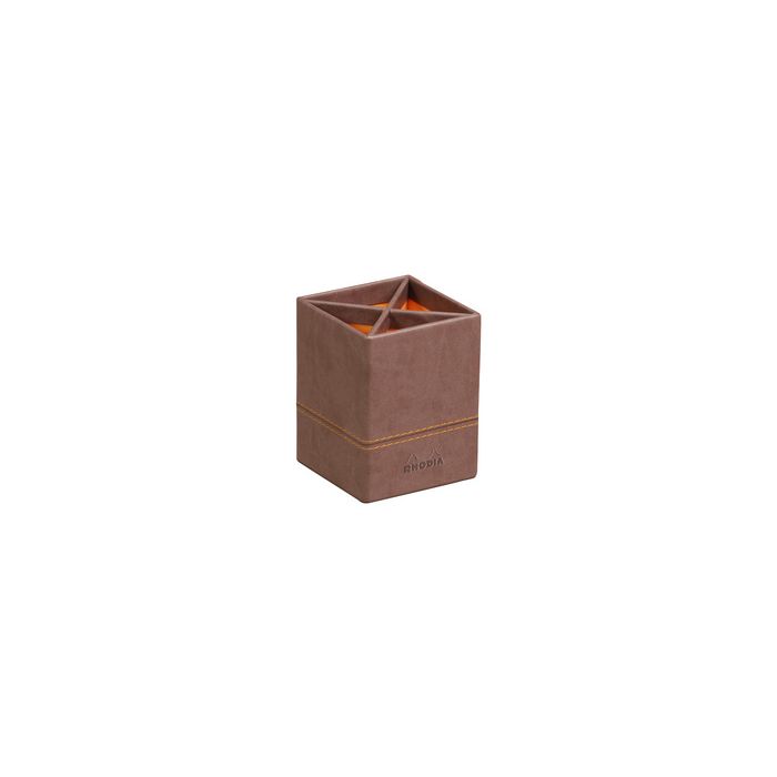 RHODIA Pot à crayons, en similicuir, chocolat