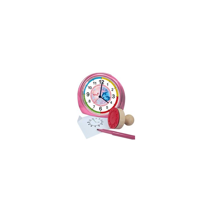 ROTH Kinderwecker & Stempel-Set "Delfine", rosa