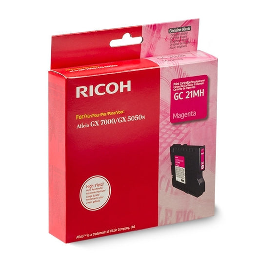 Cartouche d'encre GEL de Marque RICOH (405538) GC-21M HY Magenta (2 300 pages)