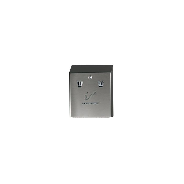 Rubbermaid Cendrier mural Smockers' Station, noir / argent