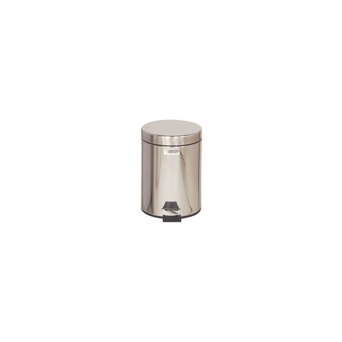 Rubbermaid Poubelle à pédale, ronde, 5,6 litres, argent