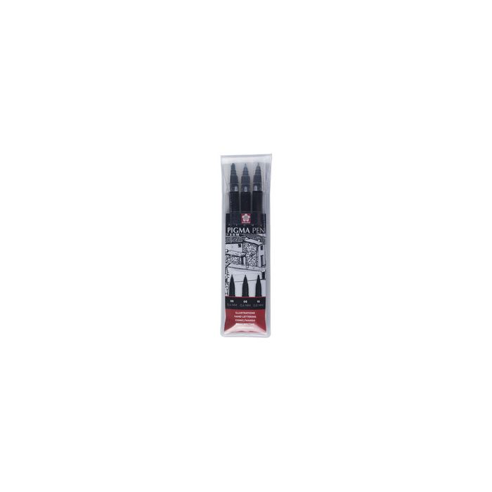 SAKURA Stylo feutre PIGMA PEN, étui de 3, noir