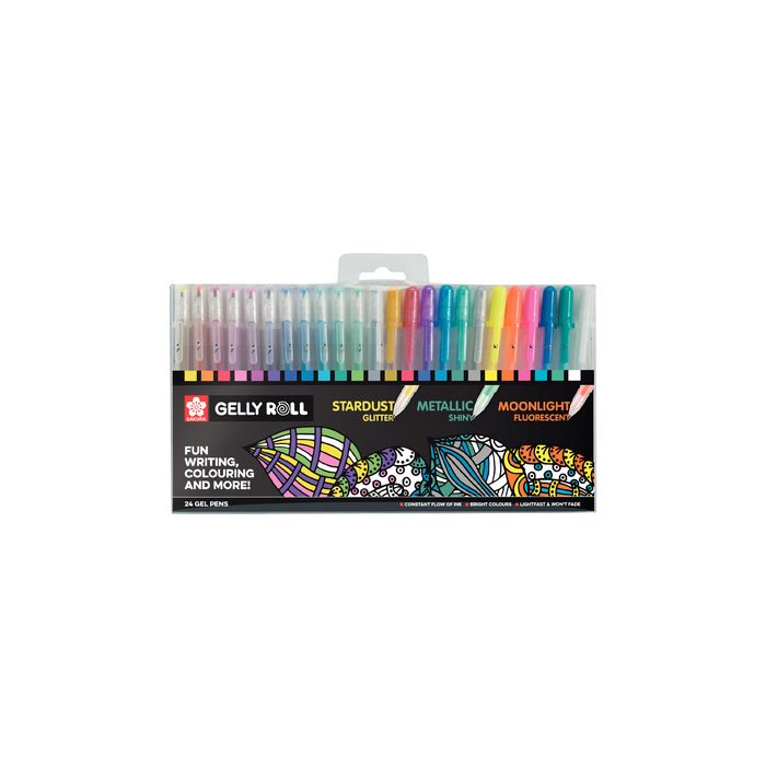 SAKURA Stylo roller à encre gel Gelly Roll Mix, étui de 24