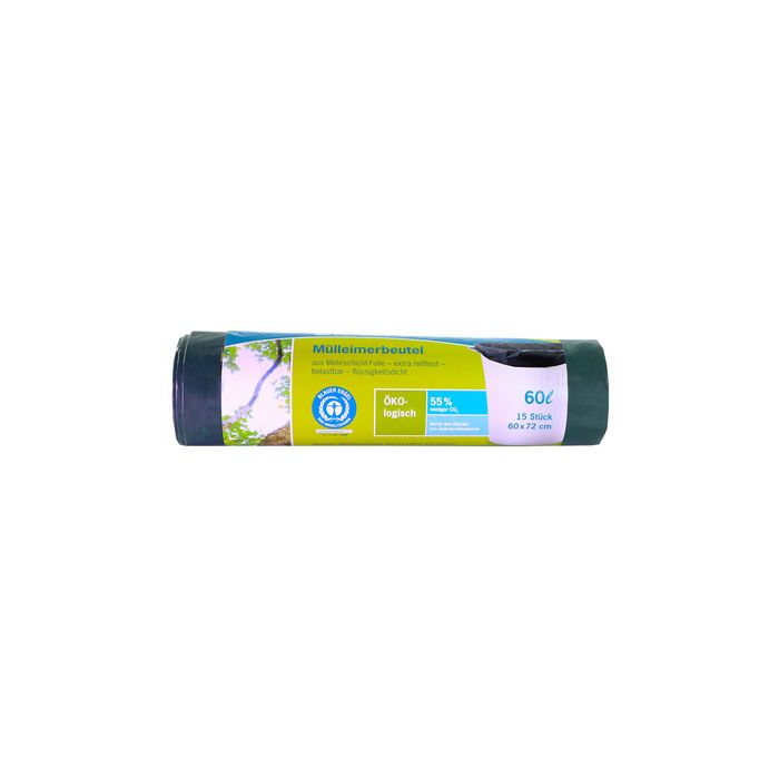 Secolan Sac poubelle, 60 litres, sans fermeture, vert/noir