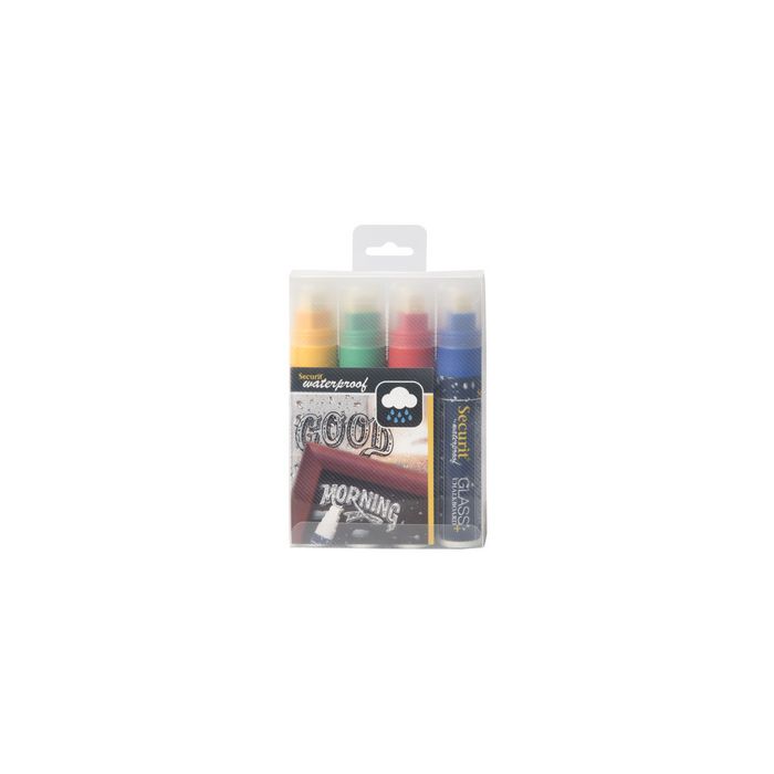Securit Feutre-craie WATERPROOF LARGE, étui de 4, assorti