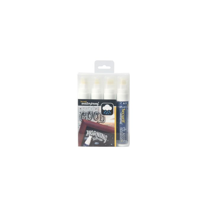Securit Feutre-craie WATERPROOF LARGE, étui de 4, blanc