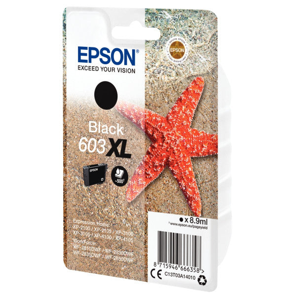 Cartouche d'encre de Marque Epson T03A14 Noire (603XL) (8.9ml - 500 pages) (Série étoile de mer)