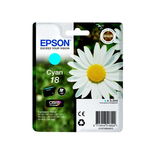 Cartouche Jet d'encre de Marque Epson T1802 Cyan Home Série 18 (3,3ml/180pages) (Serie Paquerette)