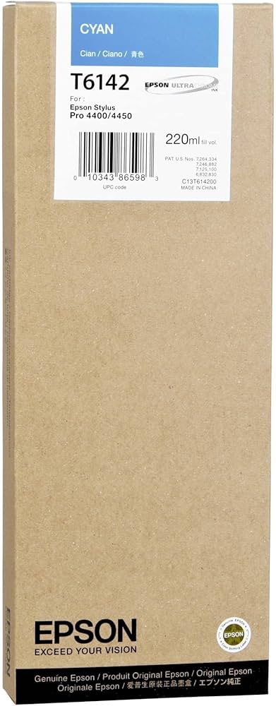 Cartouche Jet d'encre de Marque Epson T6142 Cyan GRANDE CAPACITE (220ml)