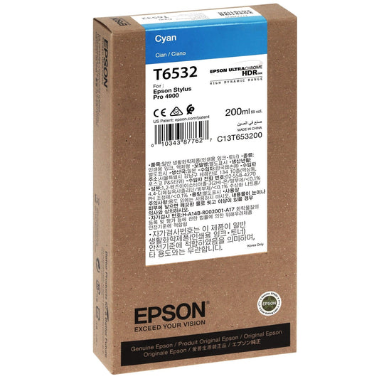 Cartouche Jet d'encre de Marque Epson T6532 Cyan (200ml)