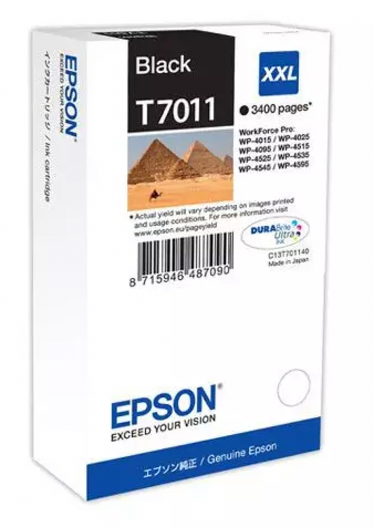 Cartouche Jet d'encre de Marque Epson T7011 Black XXL (3 400 pages)