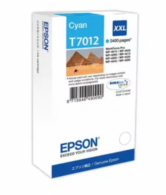 Cartouche Jet d'encre de Marque Epson T7012 Cyan XXL (3 400 pages)