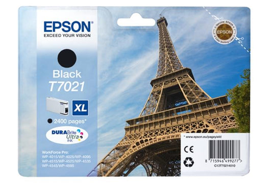 Cartouche Jet d'encre de Marque Epson T7021 Black XL Tour Eiffel (2 400 pages)