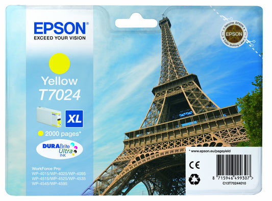 Cartouche d'encre de Marque Epson T7024 Yellow XL Tour Eiffel (2 000 pages)