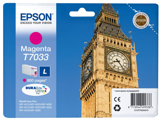 Cartouche Jet d'encre de Marque Epson T7033 Magenta L Big Ben (800 pages)