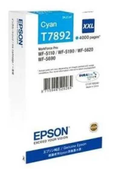 Cartouche d'encre de Marque Epson T7892 Cyan XXL (34.2ml - 4 000 pages)