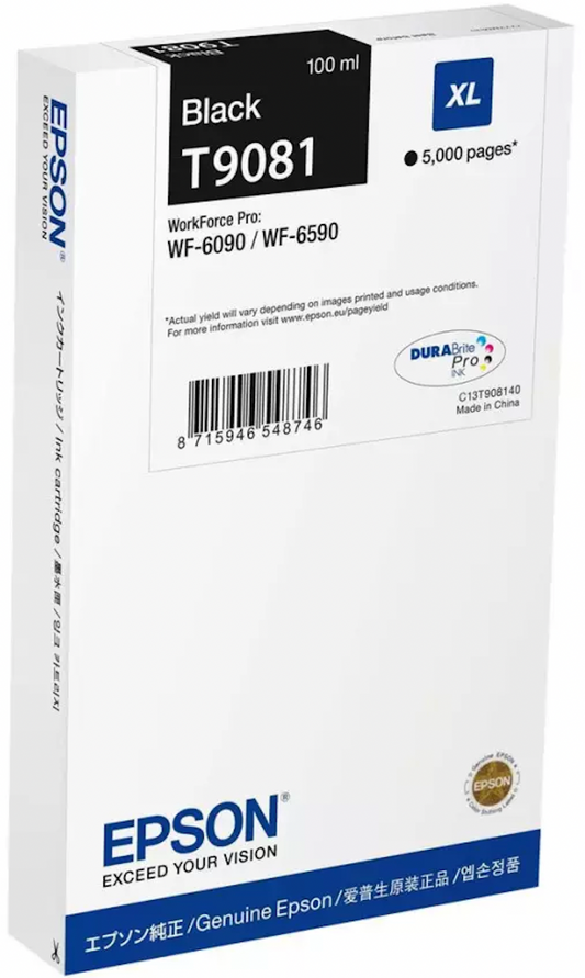 Cartouche d'encre de Marque Epson T9081 Noire XL Haute Capacité (100ml - 5 000 pages)