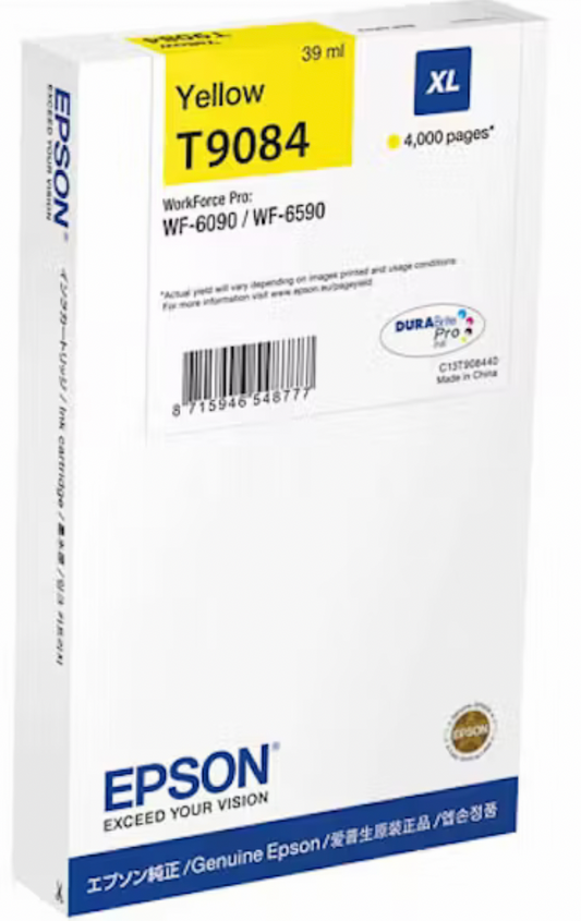 Cartouche d'encre de Marque Epson T9084 Jaune XL Haute Capacité (39ml - 4 000 pages)