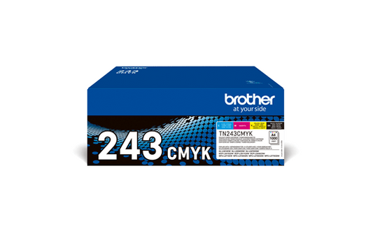 MULTIPACK Lot de 4 Cartouches Laser de Marque BROTHER TN243BKCMY (1 Noir + 1 Cyan + 1 Magenta + 1 Jaune) (4 x 1 000 pages)