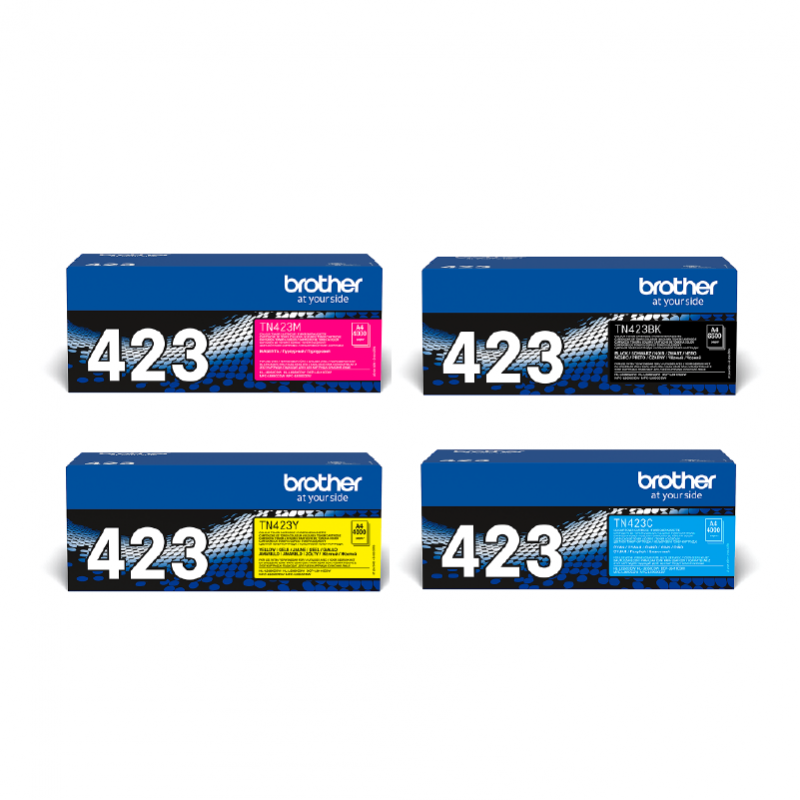 LOT de 4 Cartouches de Cartouche Laser de Marque BROTHER TN423BKCMY (1 Noir + 1 Cyan + 1 Magenta + 1 Jaune)  (6 500 pages + 3 x 4 000 pages)