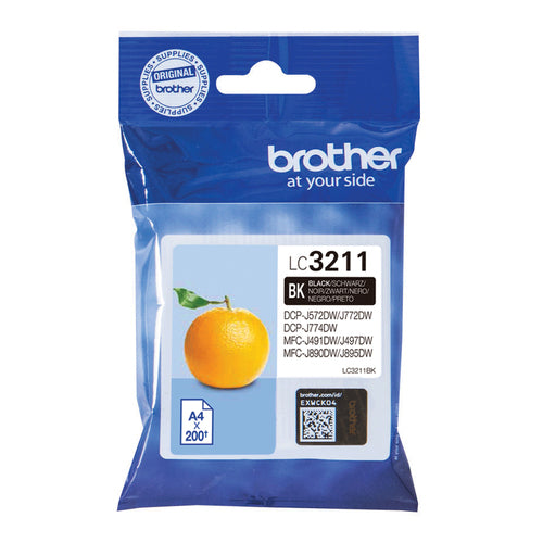 Cartouche d'encre de marque Brother LC-3211BK Noire (200 pages) pour imprimante Brother MFC J890