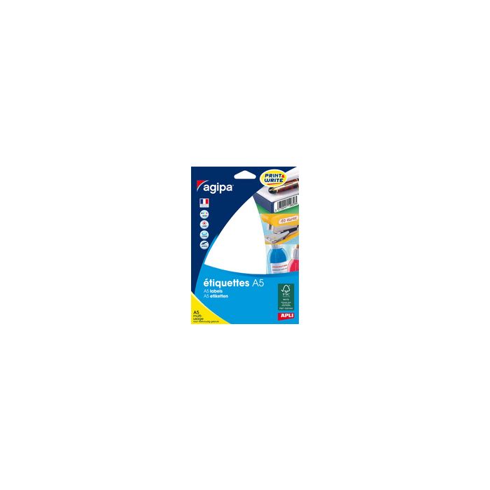 agipa Etiquette universelle, 12 x 18,3 mm, blanc