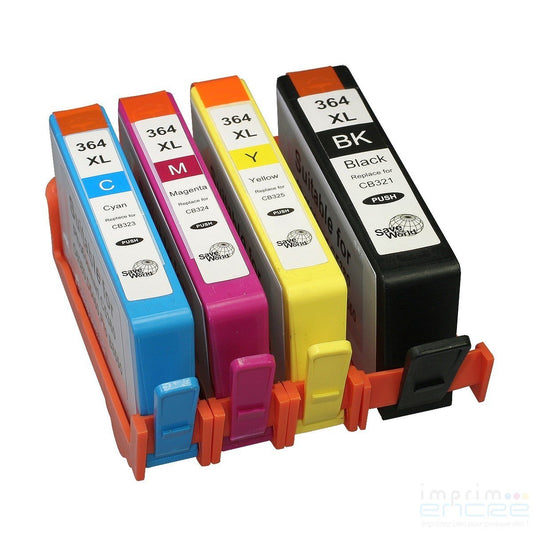 LOT de 4 Cartouche s d'encre de Marque HP364XL : CN684EE +CB325EE +CB324EE +CB323EE (Noir, Cyan, Magenta, Jaune)