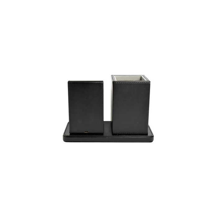 deflecto Organiseur de bureau avec chargeur Qi, noir