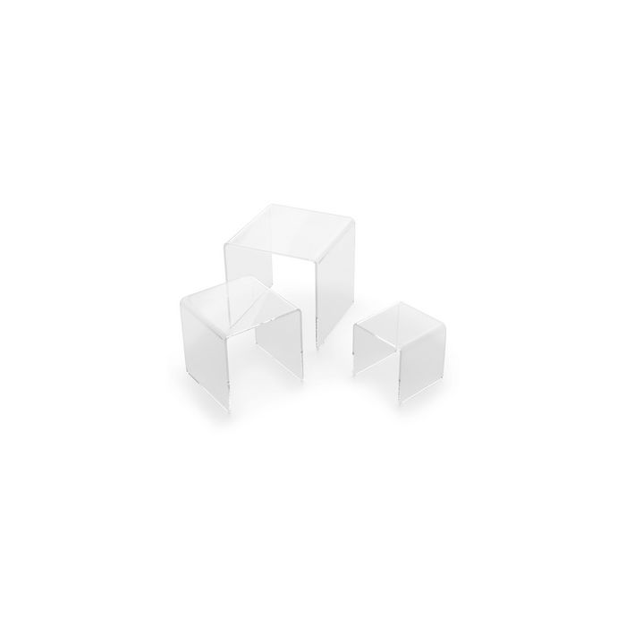 deflecto Podium carré, transparent, set de 3