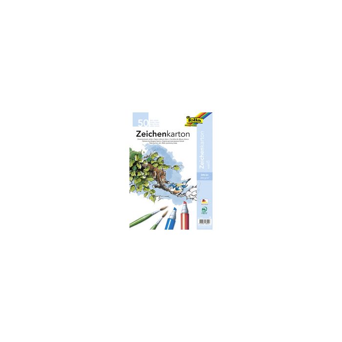 folia Feuille de carton à dessin, A3, 200 g/m2, blanc