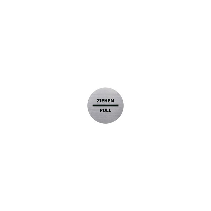 helit Piktogramm "the badge" ZIEHEN/PULL, rund, silber
