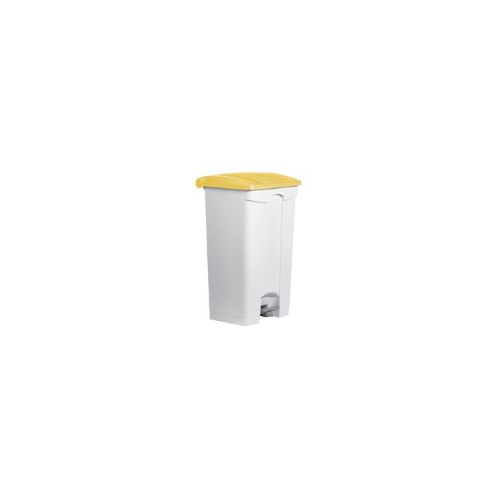 helit Poubelle à pédale "the step", 90 litres, blanc/jaune