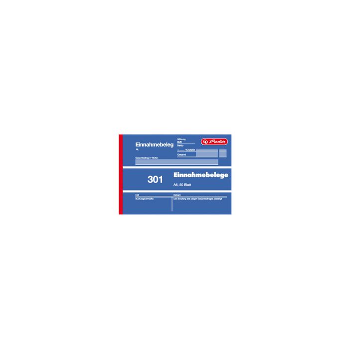 herlitz Formularbuch "Einnahmebeleg 301", DIN A6, 50 Blatt