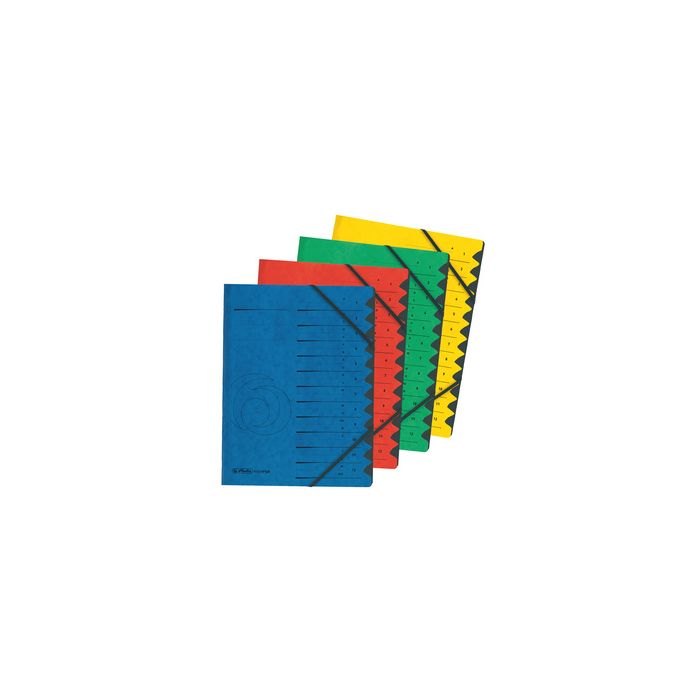 herlitz Trieur easyorga, A4, carton, 12 compartiments, rouge