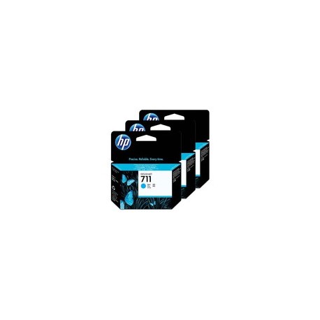 LOT de 3 Cartouches d'encre de Marque HP711 CZ134AE Cyan (3 x 29ml)