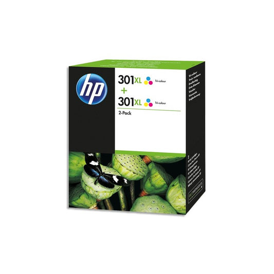 LOT de 2 Cartouches d'Encre de Marque HP D8J46AE N°301XL Couleur (Cyan, Magenta, Jaune) (2 x 330 pages)