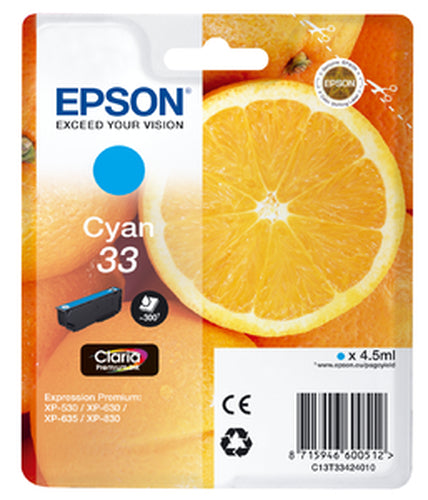 Cartouche d'origine Epson C13T33424010 / 33 - cyan