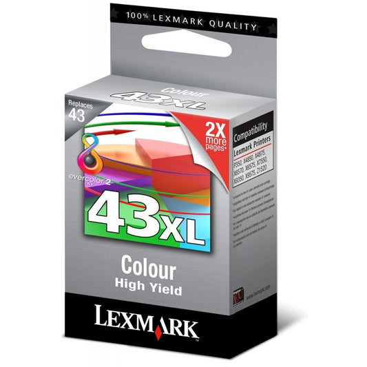 Cartouche Jet d'encre de Marque Lexmark 18YO143E N°43XL Couleur Haute capacité (500 copies)