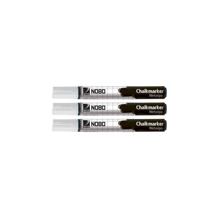 nobo Marqueur craie, nettoyage humidifié, blanc