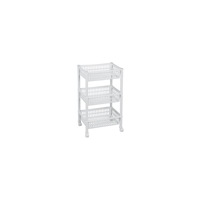 plast team Chariot de rangement, à 3 corbeilles, argent