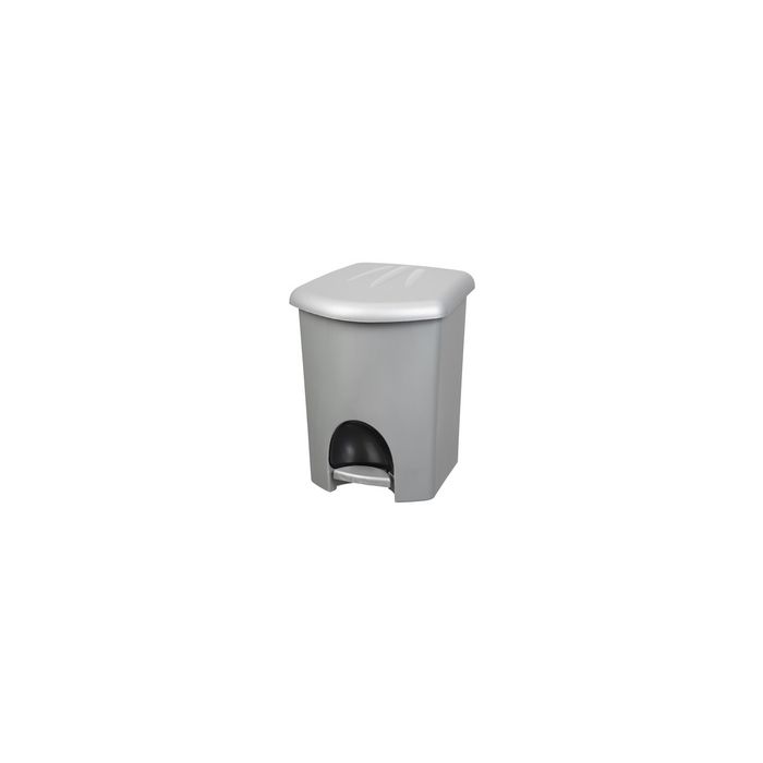 plast team Poubelle à pédale, 16 litres, argent