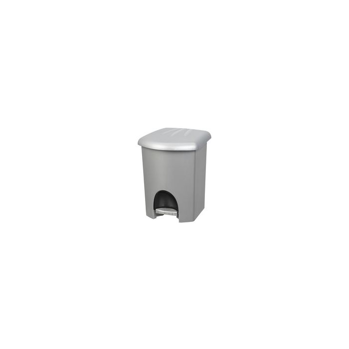 plast team Poubelle cosmétique à pédale, 6 litres, argent