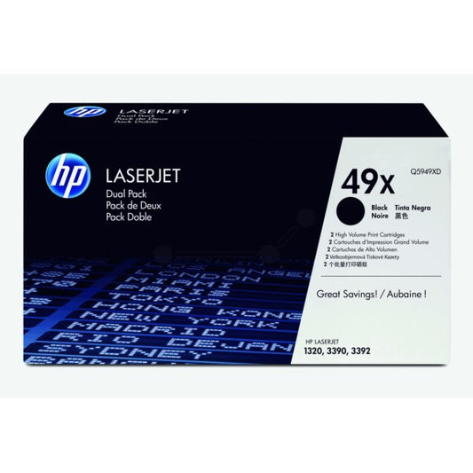 Lot de 2 Cartouches Laser de marque HP Q5949XD Noir (2 x 6 000 copies)