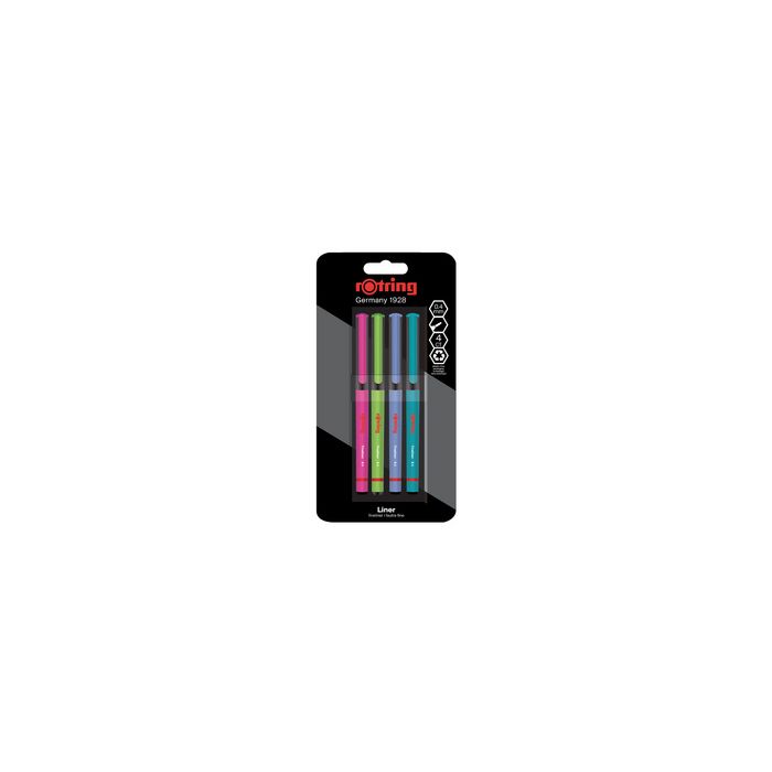 rotring Fineliner, largeur de tracé: 0,4 mm, blister de 4