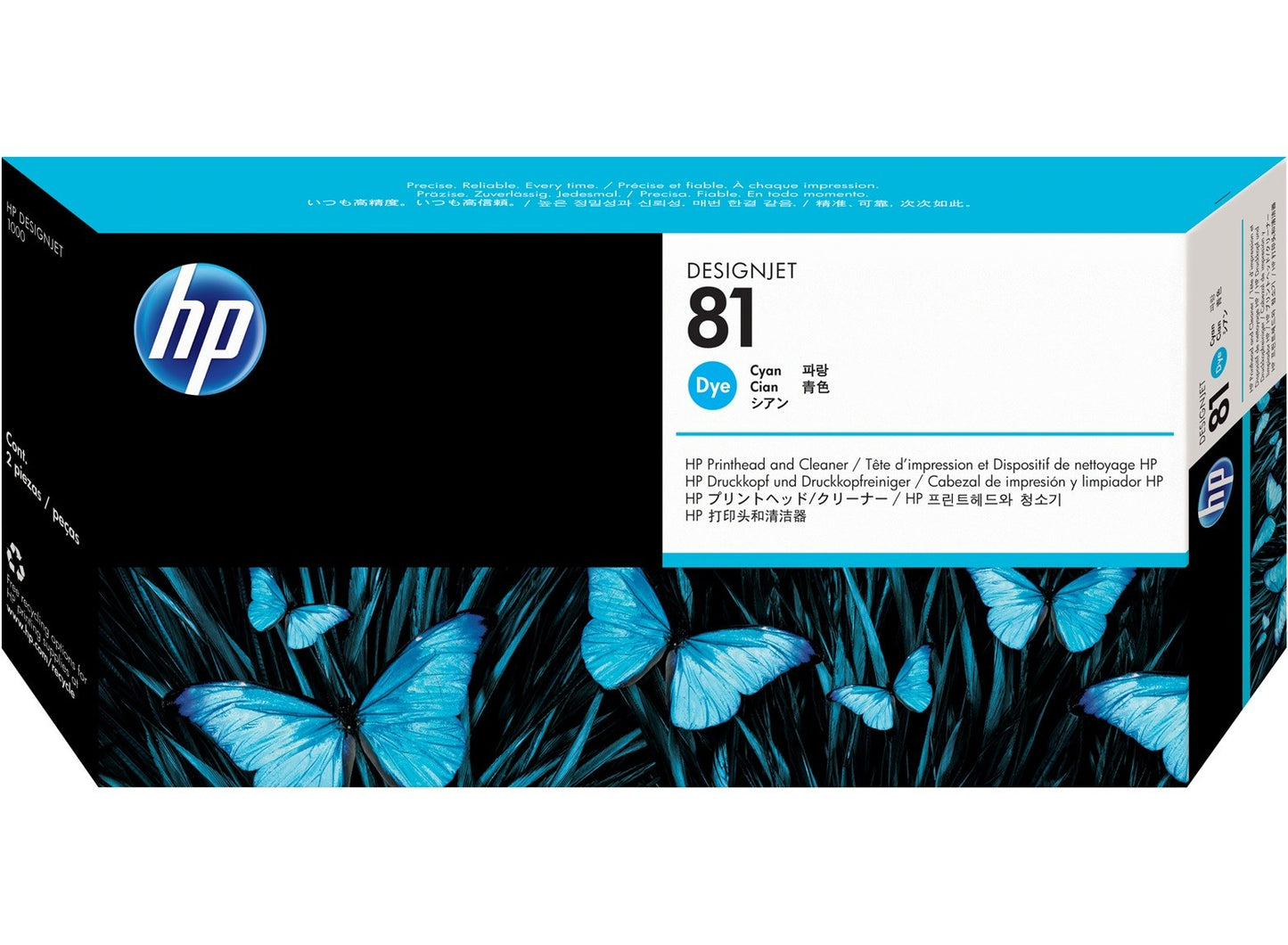 HP81 Tête d'impression de Marque No.81 C4951AE et dispositif de nettoyage Cyan 1400 copies